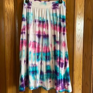Tie dye skirt with white, pink, purple, blue